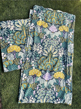 Green Botanical BoHo Curtain Panels Custom Made